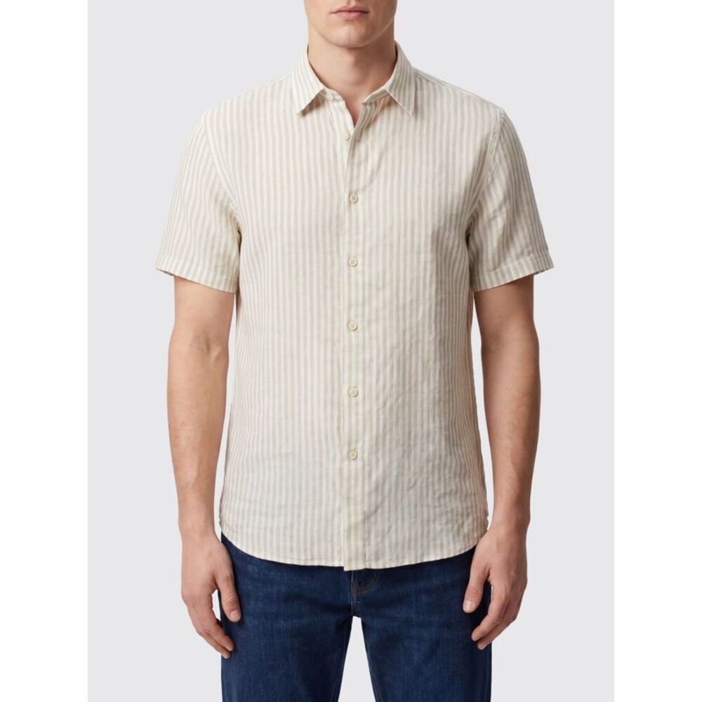 120% Lino Men Striped Short-Sleeve Linen Slim Fit Shirt 120% Lino